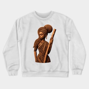 Afrocentric Woman Wooden Carving Crewneck Sweatshirt